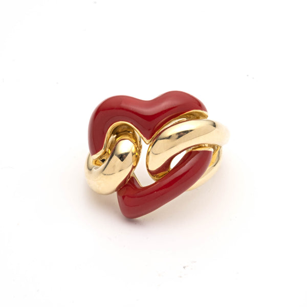 Heart Link Ring with Enamel