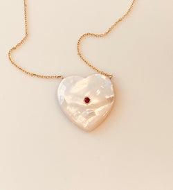 Mother of Pearl Heart with Ruby