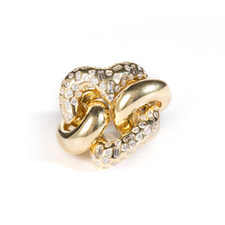 Heart Link Ring with Diamonds