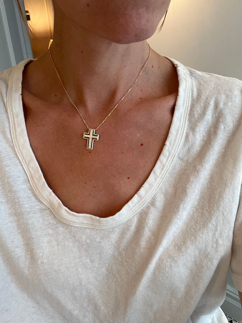 Small Cross with Diamonds and Enamel